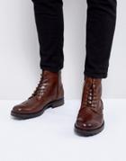 Jack & Jones Brogue Leather Boots - Black