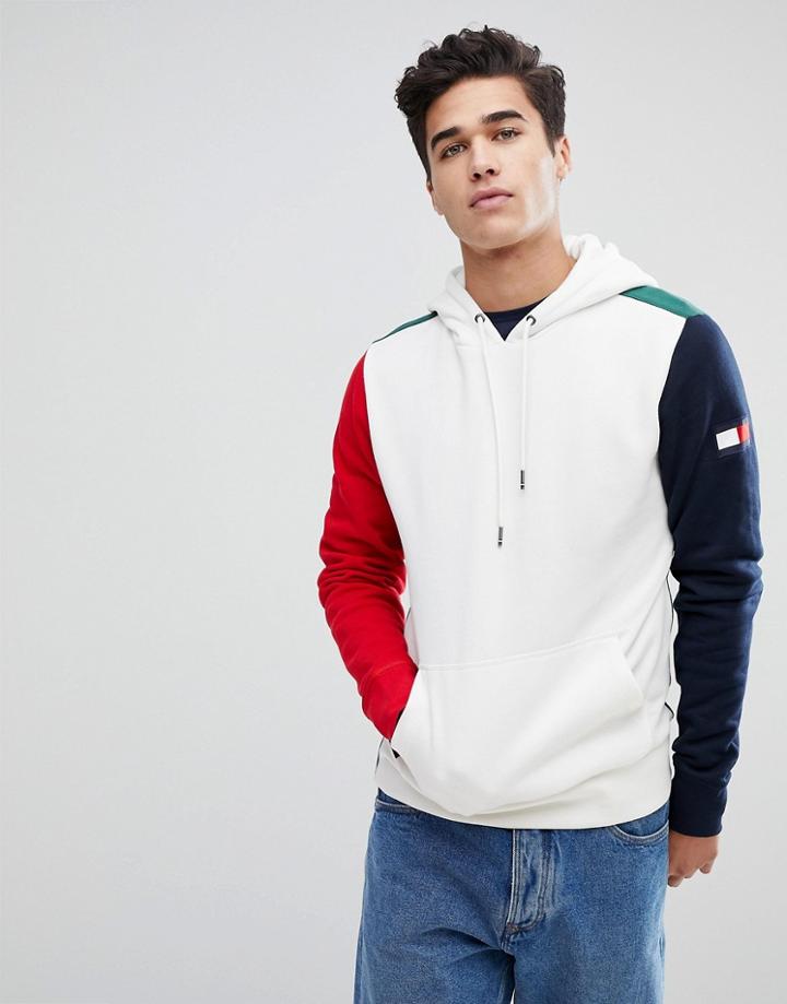 Tommy Hilfiger Rock Icon Color Block Hoodie Sweatshirt In White - White