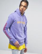 Criminal Damage Hoodie In Purple With Text - Purple