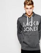 Jack & Jones Overhead Hoodie With Jack & Jones Embroidery - Dark Gray Melange