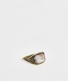 Asos Design Semi Precious Stone Ring In Burnished Gold