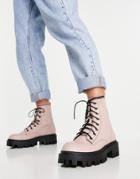 Bebo Obey Chunky Lace Up Boot In Pink