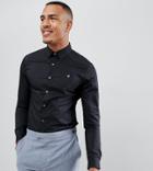 Farah Swinton Skinny Smart Poplin Shirt With Stretch In Black - Black