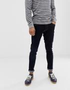 Jack & Jones Slim Fit Jeans In Dark Wash With Contrast Stitching-blue