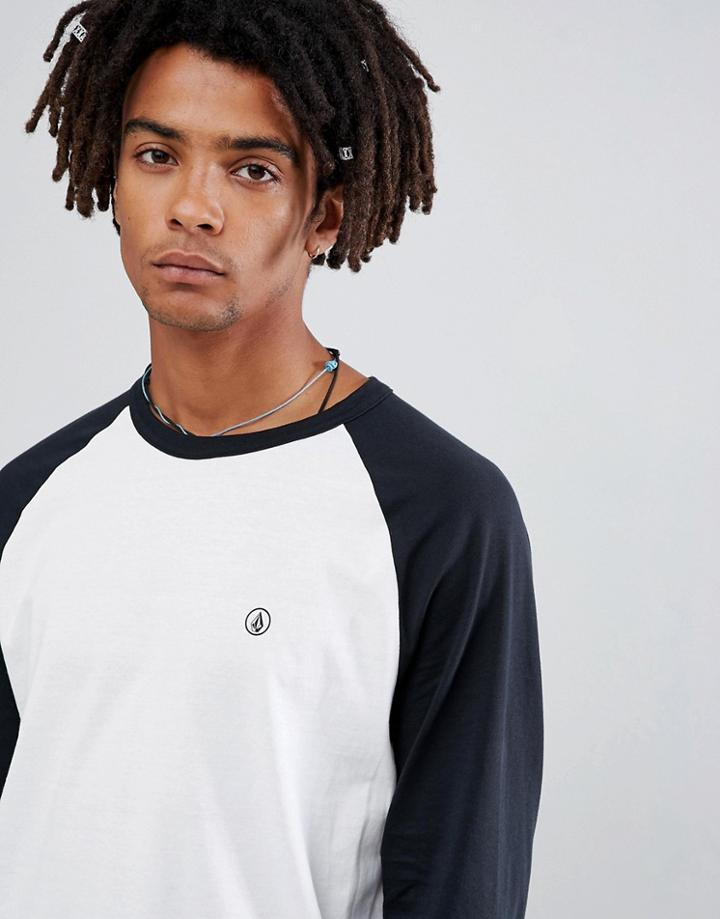 Volcom Long Sleeve Raglan T-shirt In White - White