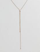Asos Crystal Strand Lariat Necklace - Gold