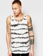 Cheap Monday Tank Focus Loose Fit Nuclear Stripe Print In White - Dirty White
