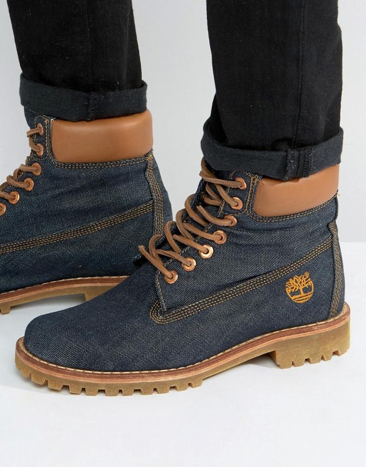 Timberland Classic 6 Inch Denim Premuim Boots - Blue