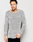 Weekday Band Crew Sweater Loose Knit In Gray Melange - Gray