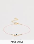 Asos Design Curve Thread Bracelet With Eye Charm In Pink - Pink