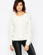 Vila Sweater With Fringed Detail - Pristine