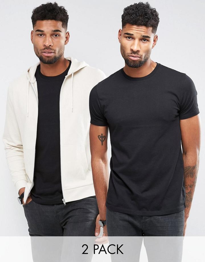 Asos Hoodie/muscle T-shirt 2 Pack Beige/black Save - Multi