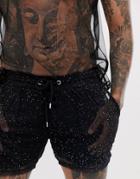 Asos Design Festival Two-piece Runner Shorts In Sparkly Mesh - Silver
