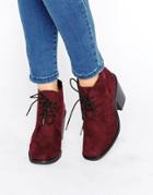 London Rebel Lace Up Kitten Heel Boots - Red