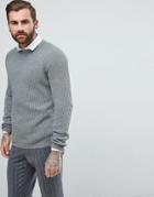 Asos Rib Wool Sweater In Gray - Gray