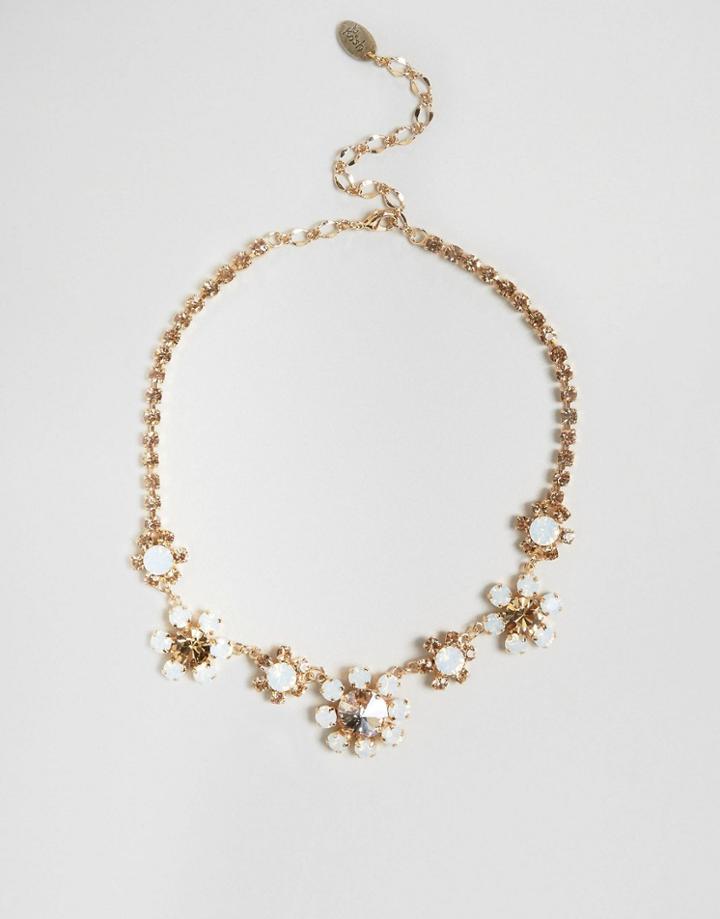 Krystal London Swarovski Crystal Floral Necklace - Gold