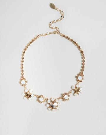 Krystal London Swarovski Crystal Floral Necklace - Gold