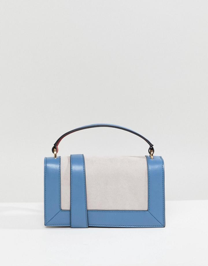 Asos Design Contrast Outer Edge Panel Cross Body Bag - Blue