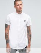 Siksilk Shirt With Grandad Collar In Skinny Fit - White