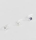 Asos Sterling Silver Pack Of 3 Nose Studs - Silver