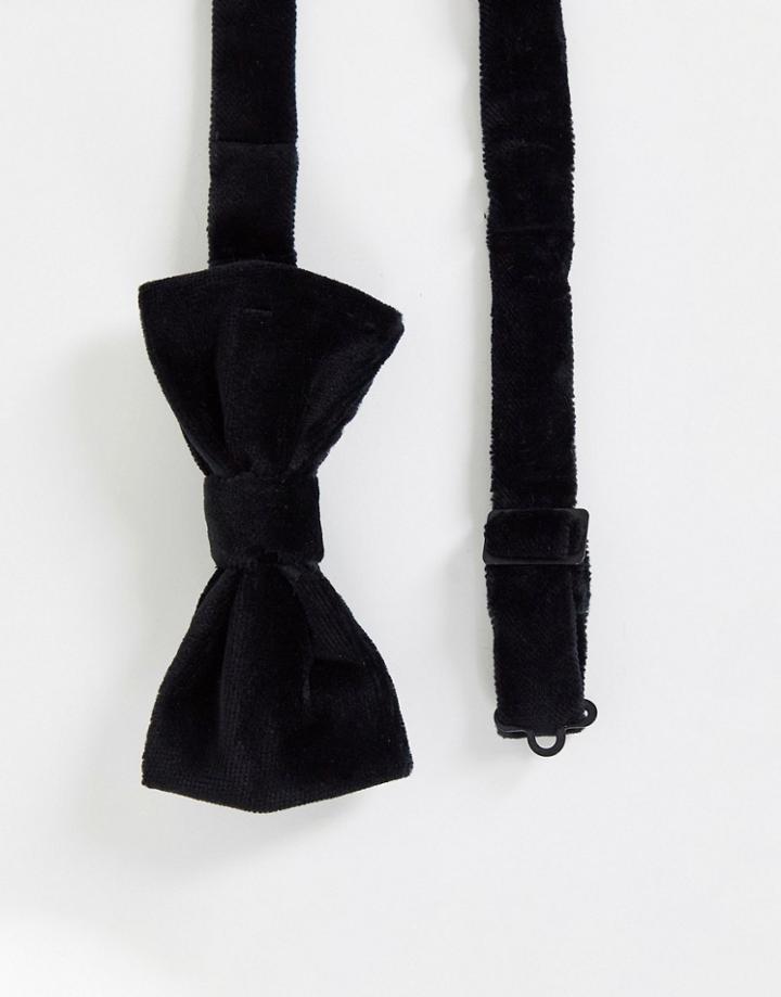 Devils Advocate Velvet Bow Tie In Black