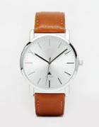 Asos Watch With Tan Leather Strap - Brown