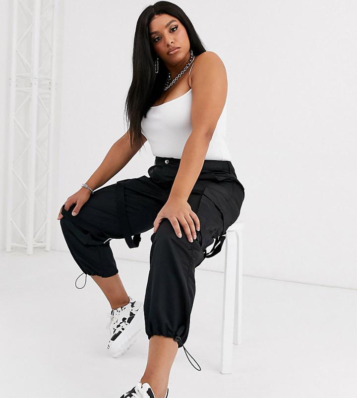 Collusion Plus Strap And Zip Detail Pants-black