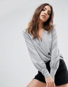 Only Roma Fewer Wrap Top - Gray