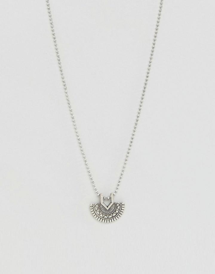 Asos Necklace In Aztec Design In Silver - Silver