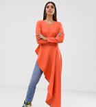 Verona Aysmetric Long Sleeved Top In Orange - Orange