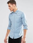 Esprit Long Sleeve Denim Shirt Inslim Fit - Blue Light Wash