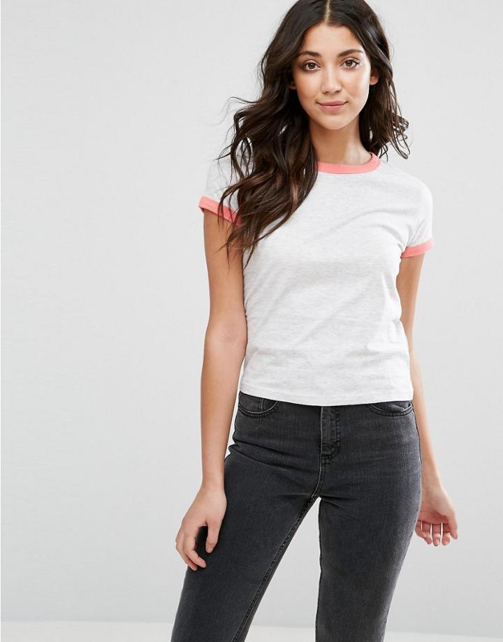 Brave Soul Contrast Sleeve T-shirt - Gray