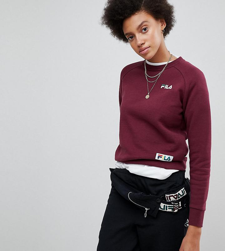 Fila Boyfriend Sweatshirt With Woven Chest Logo - Red