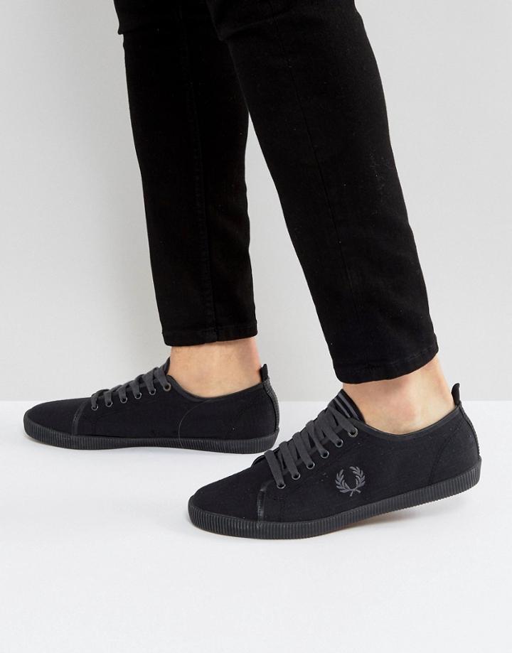 Fred Perry Kingston Shower Resistant Canvas Sneakers In Black - Black