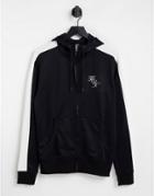 Fcuk Small Script Logo Full Zip Hoodie In Black