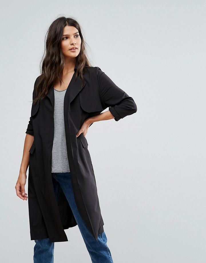 Rage Belted Duster Jacket - Black