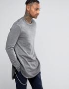 Asos Super Longline Long Sleeve T-shirt In Textured Fabric With Pigmen