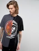 Asos Oversized T-shirt With Spliced Skull And Bird Print - Black