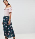 Fashion Union Tall Midi Wrap Skirt In Romantic Floral - Multi