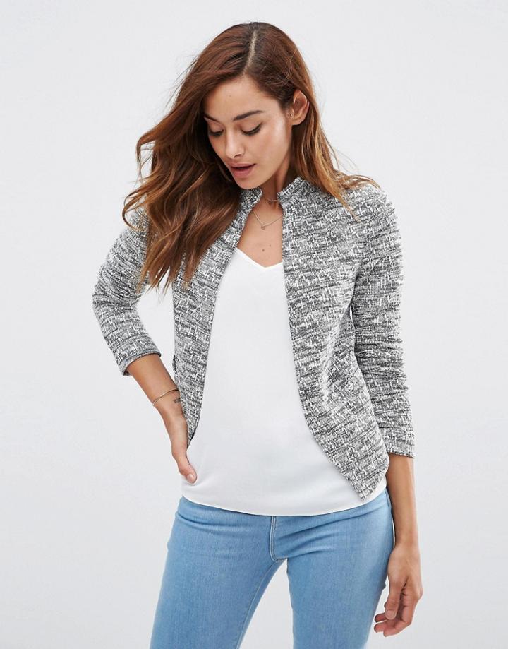 Asos Textured Edge To Edge Jersey Jacket - Black