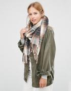 Pieces Woven Check Scarf - Cream