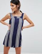 Asos Loose Fit Beach Romper In Stripe - Multi