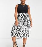 New Look Curve Wrap Midi Skirt In White Polka Dot