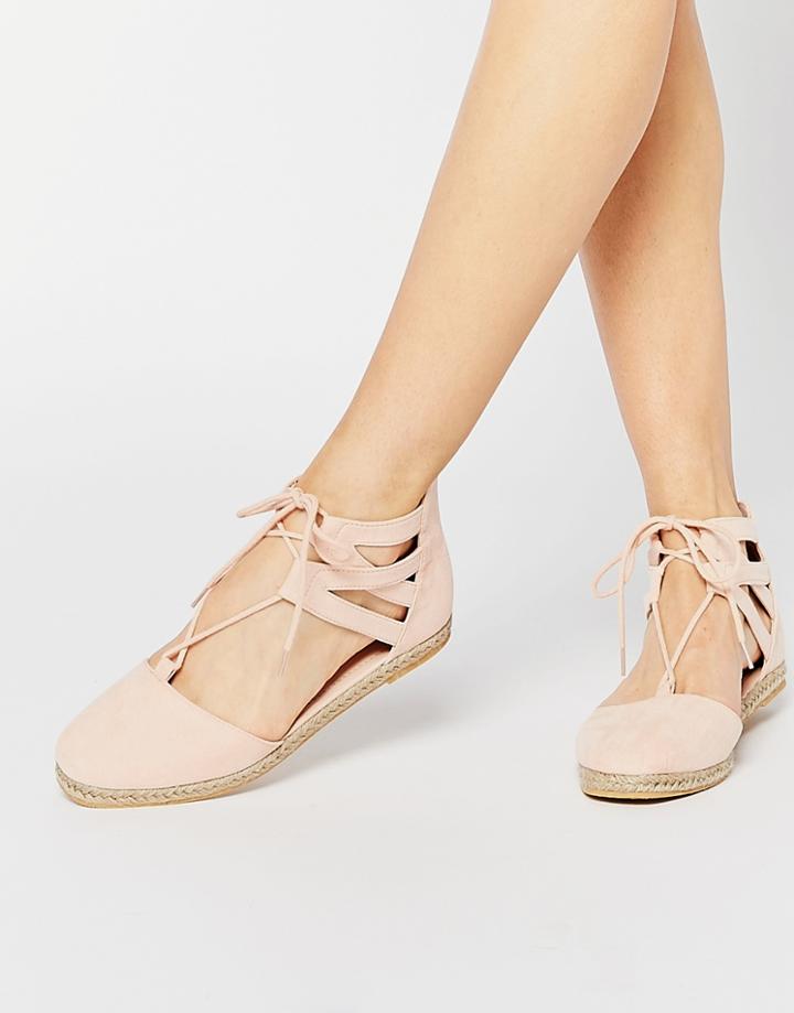 Asos Jessica Guilly Tie Espadrilles - Pastel Pink