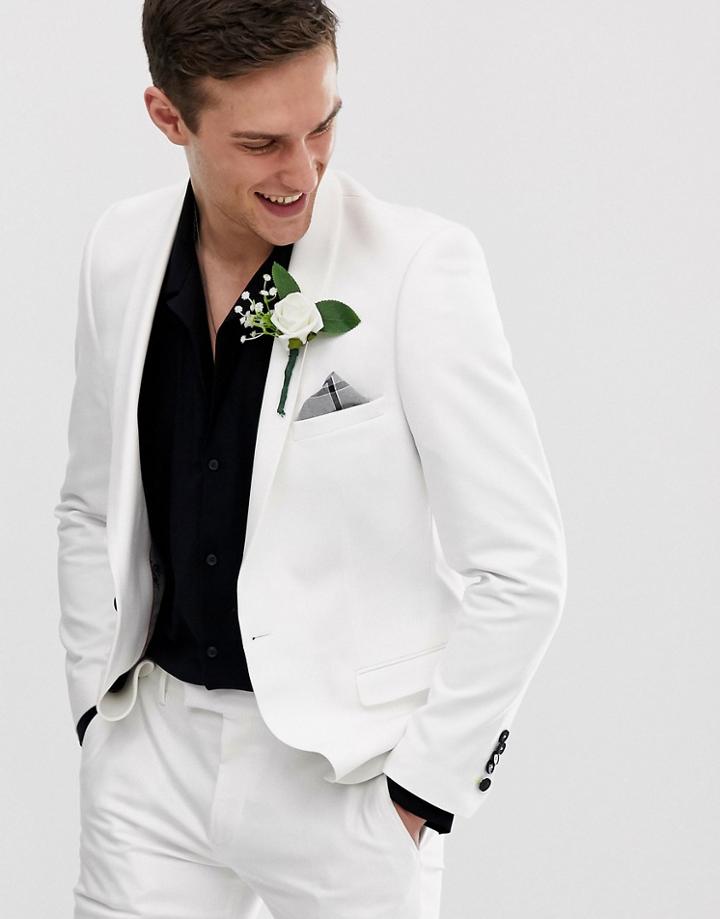 Twisted Tailor Super Skinny Wedding Suit Jacket In White - White