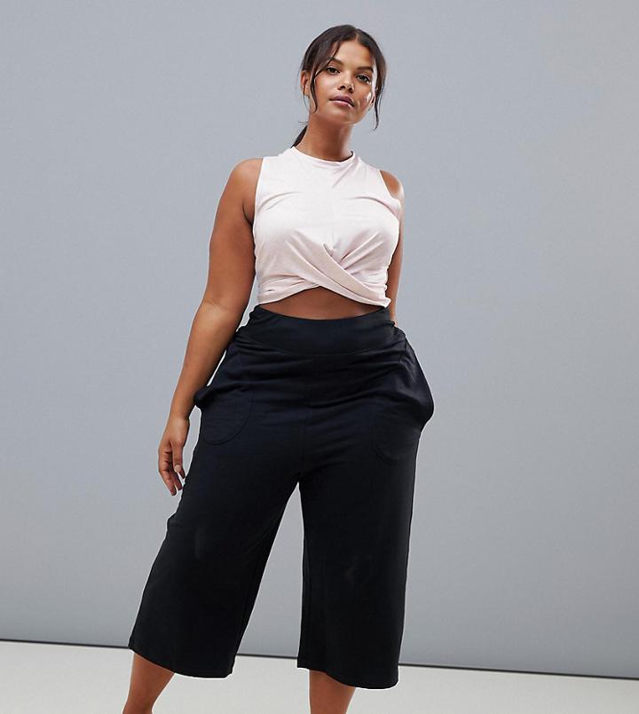 Asos 4505 Curve Yoga Pants With Turndown Waistband - Black
