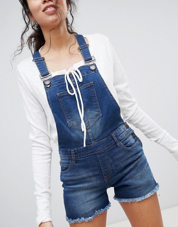 Lasula Short Denim Overalls - Blue