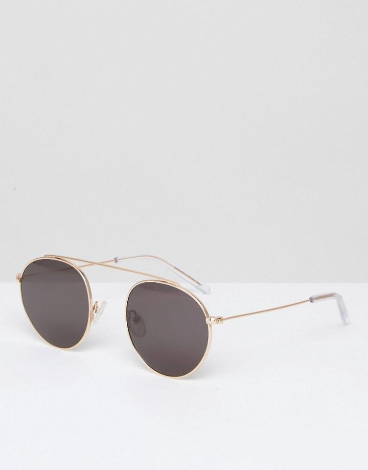 Monokel Round Aviator Sunglasses Iota In Gold - Gold