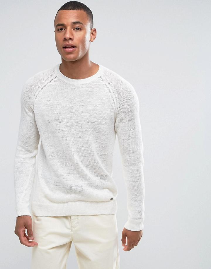Esprit 100% Linen Raglan Sleeve Sweater - Cream