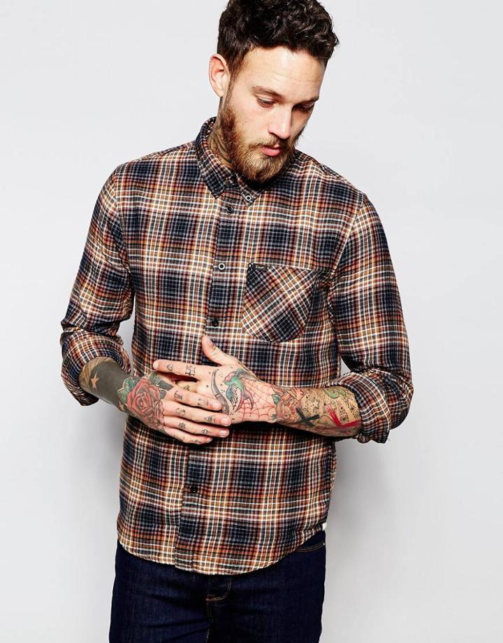 Lee Shirt Button Down Check Burnt Henna - Burnt Henna